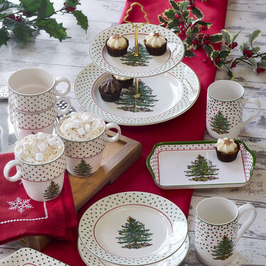 Christmas Tree Polka Dot Mug & Spoon Set